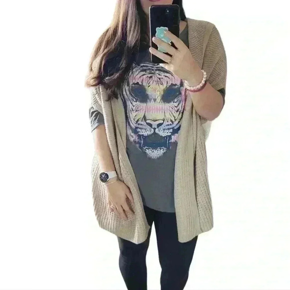 California moonrise open knit cardigan poncho style hoodie size xs - Picture 1 of 9